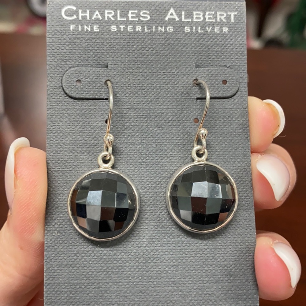 Charles Albert Sterling disco ball earrings